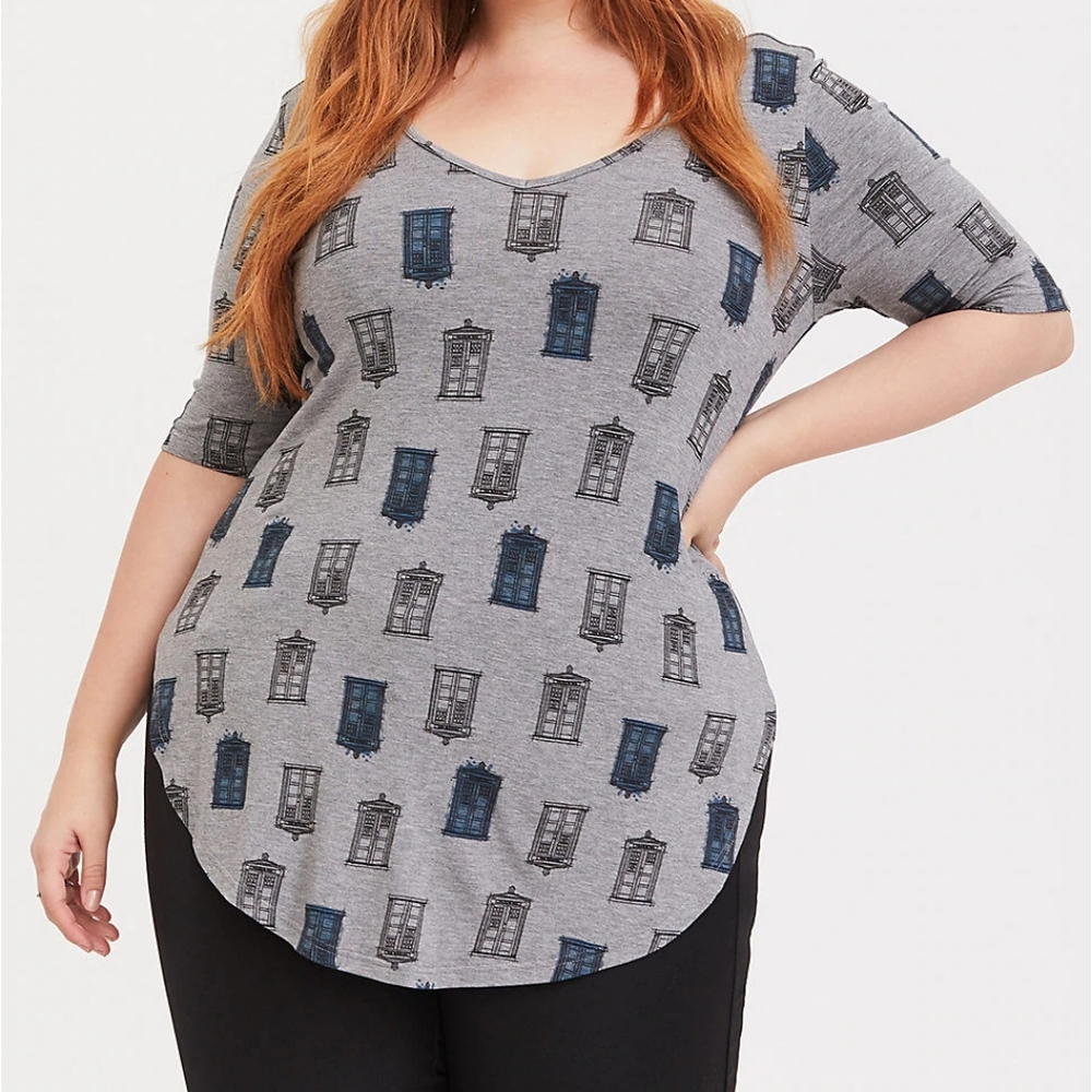 Her Universe Strappy Gray Tardis Tunic